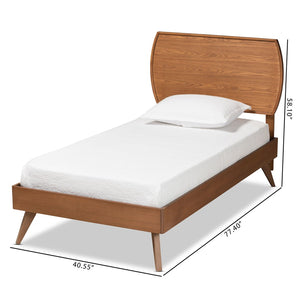 Baxton Studio Baxton Studio Aimi Twin Size Platform Bed - Mid-Century Modern Walnut Finish with Adjustable Headboard Aimi-Ash Walnut-Twin