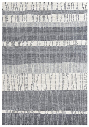 Alora Decor Wondrous Hand-Tufted 100% Wool Rug With Subtle Gray-Ivory Wave Stripes For Modern Cozy Spaces 8'6" x 11'6" 11111112800168611
