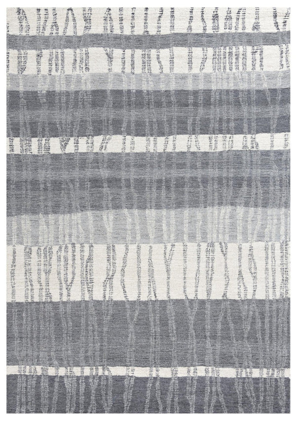 Alora Decor Wondrous Hand-Tufted 100% Wool Rug With Subtle Gray-Ivory Wave Stripes For Modern Cozy Spaces 8'6" x 11'6" 11111112800168611