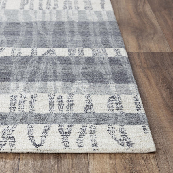Alora Decor Wondrous Hand-Tufted 100% Wool Rug With Subtle Gray-Ivory Wave Stripes For Modern Cozy Spaces 8'6" x 11'6" 11111112800168611