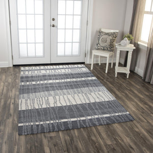 Alora Decor Wondrous Hand-Tufted 100% Wool Rug With Subtle Gray-Ivory Wave Stripes For Modern Cozy Spaces 8'6" x 11'6" 11111112800168611