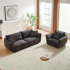 English Elm 3-Seater + 1-Seater Combo Sofa - Stylish Chenille Upholstery, Durable Wooden Frame, 3 Pillows Included! W1193S00118