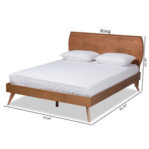Baxton Studio Baxton Studio Mid-Century Modern Walnut Brown Wood Full Size Platform Bed for Stylish Bedrooms Aimi Full Aimi-Ash Walnut-Full