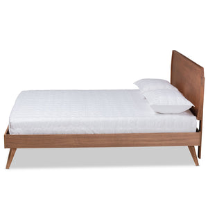 Baxton Studio Baxton Studio Aimi King Size Platform Bed - Mid-Century Modern Walnut Finish with Adjustable Headboard Aimi-Ash Walnut-King