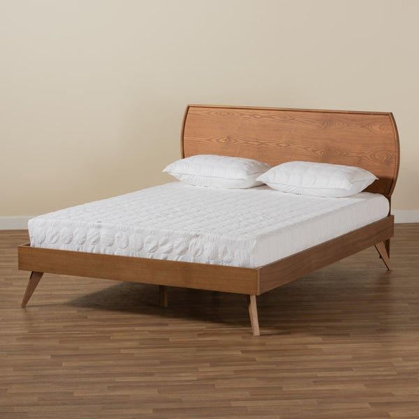 Baxton Studio Baxton Studio Aimi King Size Platform Bed - Mid-Century Modern Walnut Finish with Adjustable Headboard Aimi-Ash Walnut-King