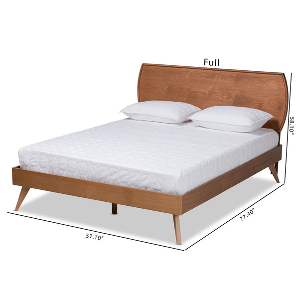 Baxton Studio Baxton Studio Aimi King Size Platform Bed - Mid-Century Modern Walnut Finish with Adjustable Headboard Aimi-Ash Walnut-King