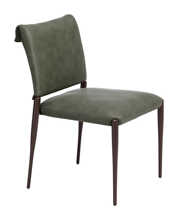 Freesia Faux Leather Dining Chair Set of 2 Stackable Steel Frame Contemporary Seating