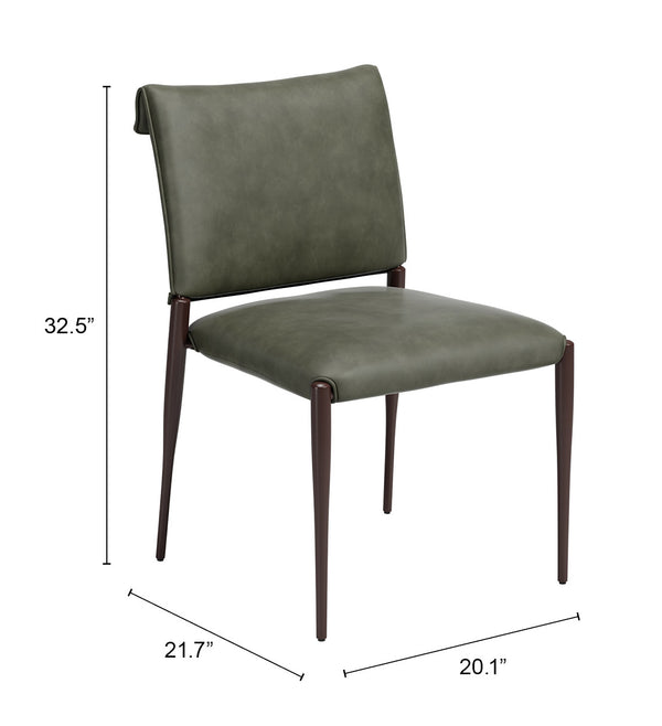 Freesia Faux Leather Dining Chair Set of 2 Stackable Steel Frame Contemporary Seating