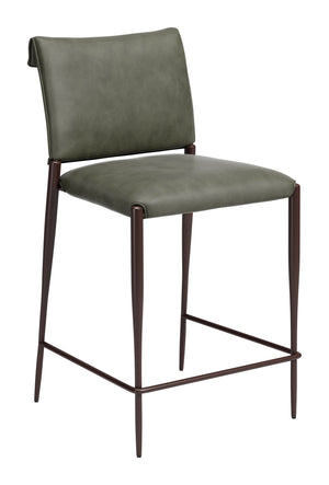 Freesia Faux Leather Counter Stools Set of 2 Stackable Steel Frame Modern Kitchen Seating