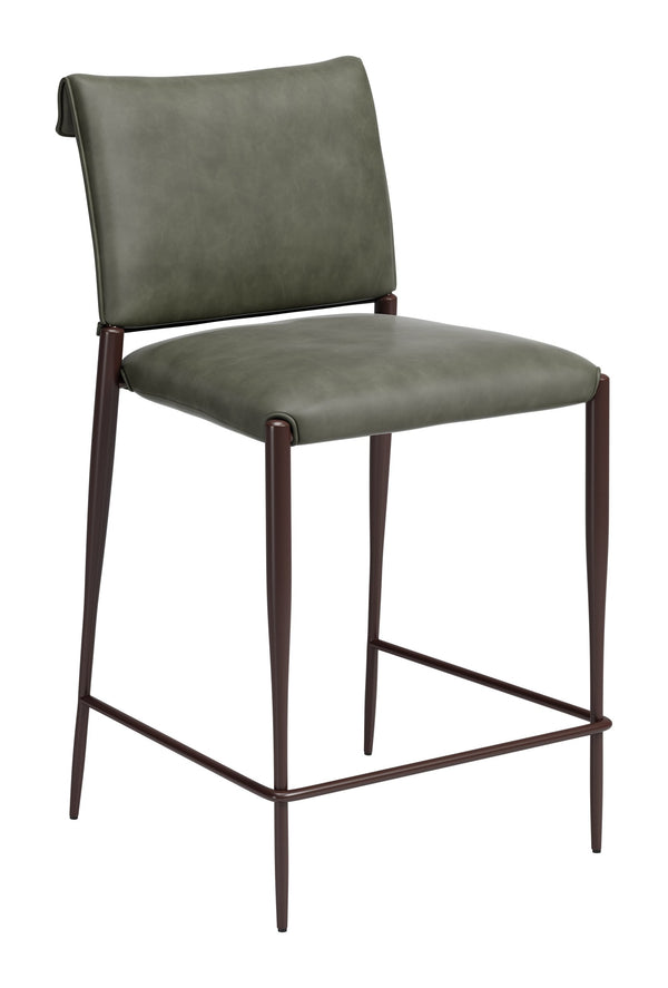 Freesia Faux Leather Counter Stools Set of 2 Stackable Steel Frame Modern Kitchen Seating