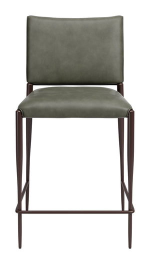 Freesia Faux Leather Counter Stools Set of 2 Stackable Steel Frame Modern Kitchen Seating