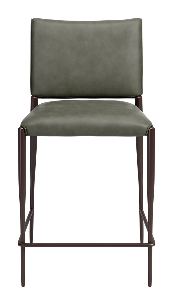 Freesia Faux Leather Counter Stools Set of 2 Stackable Steel Frame Modern Kitchen Seating