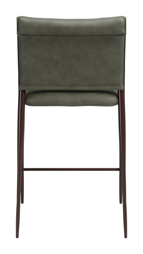 Freesia Faux Leather Counter Stools Set of 2 Stackable Steel Frame Modern Kitchen Seating