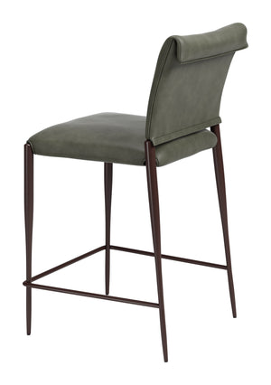Freesia Faux Leather Counter Stools Set of 2 Stackable Steel Frame Modern Kitchen Seating
