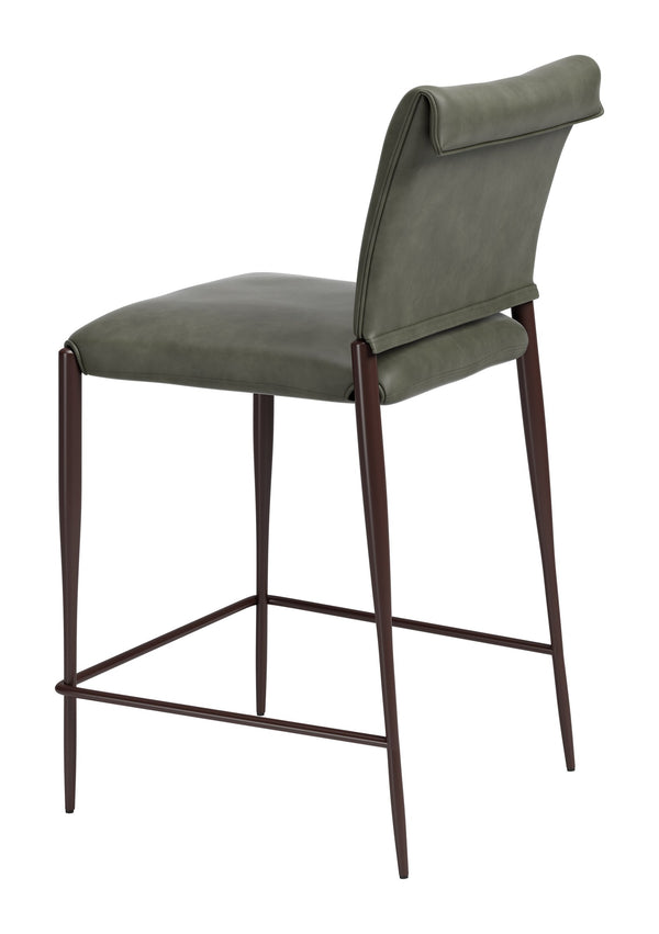 Freesia Faux Leather Counter Stools Set of 2 Stackable Steel Frame Modern Kitchen Seating