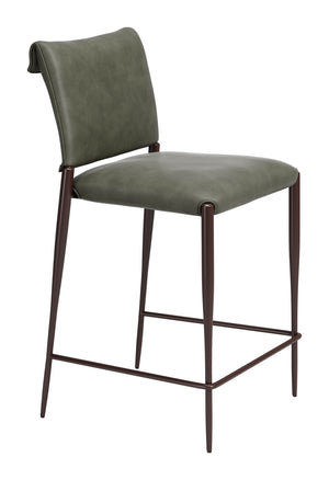 Freesia Faux Leather Counter Stools Set of 2 Stackable Steel Frame Modern Kitchen Seating
