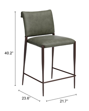 Freesia Faux Leather Counter Stools Set of 2 Stackable Steel Frame Modern Kitchen Seating