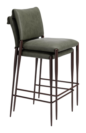 Freesia Set of 2 Faux Leather Barstools with Steel Legs for Kitchen Islands and Bar Areas