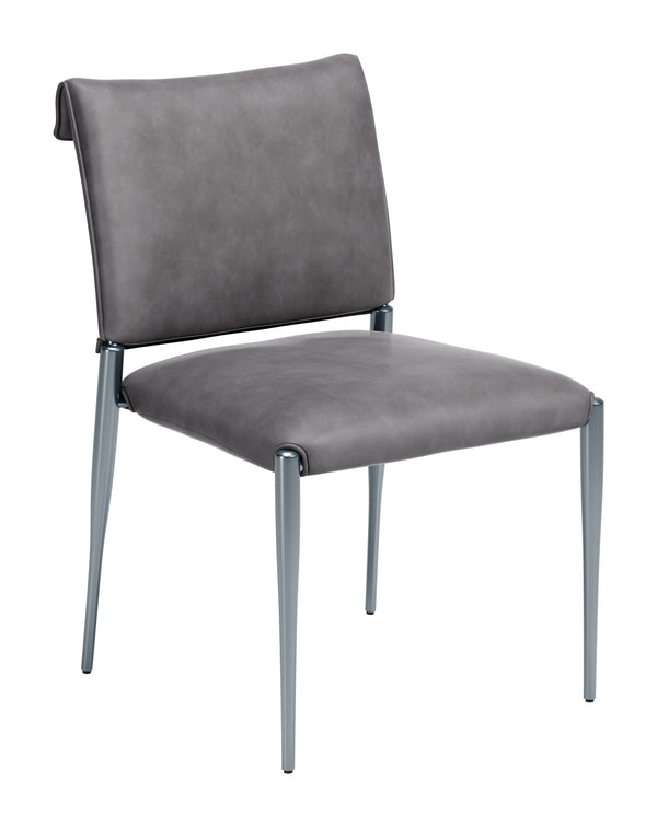 Freesia Faux Leather Dining Chair Set of 2 Stackable Steel Frame Contemporary Seating