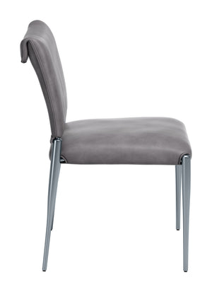 Freesia Faux Leather Dining Chair Set of 2 Stackable Steel Frame Contemporary Seating