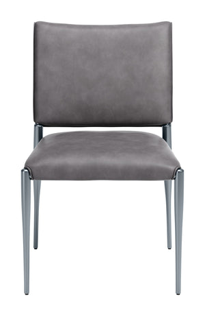 Freesia Faux Leather Dining Chair Set of 2 Stackable Steel Frame Contemporary Seating