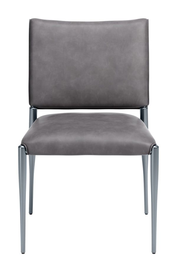 Freesia Faux Leather Dining Chair Set of 2 Stackable Steel Frame Contemporary Seating