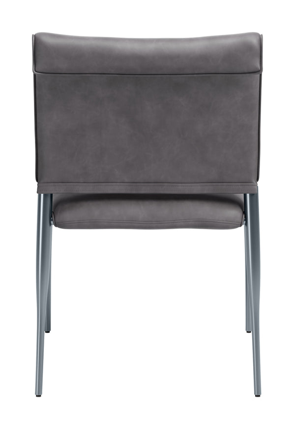 Freesia Faux Leather Dining Chair Set of 2 Stackable Steel Frame Contemporary Seating