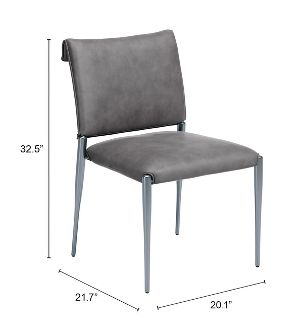 Freesia Faux Leather Dining Chair Set of 2 Stackable Steel Frame Contemporary Seating