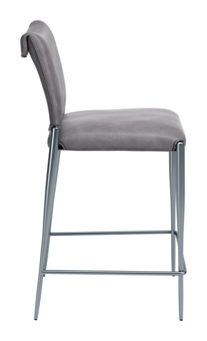 Freesia Faux Leather Counter Stools Set of 2 Stackable Steel Frame Modern Kitchen Seating