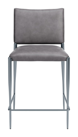 Freesia Faux Leather Counter Stools Set of 2 Stackable Steel Frame Modern Kitchen Seating