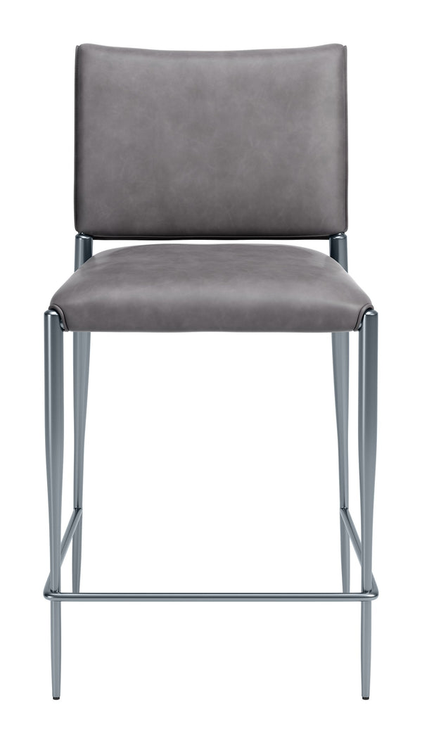 Freesia Faux Leather Counter Stools Set of 2 Stackable Steel Frame Modern Kitchen Seating