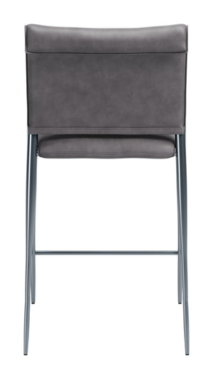Freesia Faux Leather Counter Stools Set of 2 Stackable Steel Frame Modern Kitchen Seating