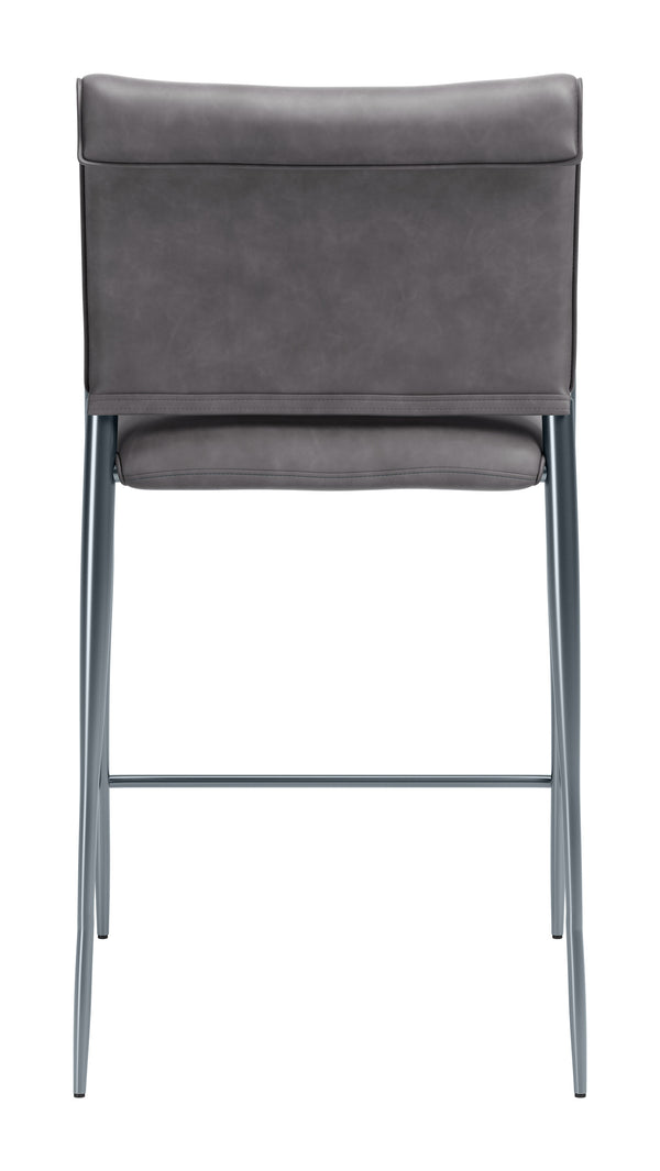 Freesia Faux Leather Counter Stools Set of 2 Stackable Steel Frame Modern Kitchen Seating