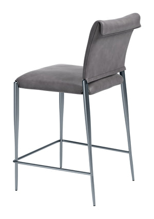 Freesia Faux Leather Counter Stools Set of 2 Stackable Steel Frame Modern Kitchen Seating