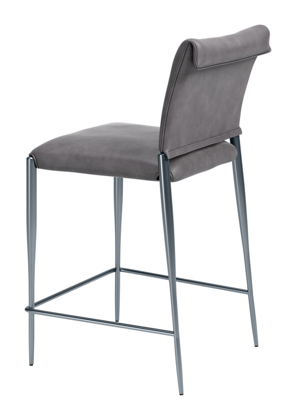Freesia Faux Leather Counter Stools Set of 2 Stackable Steel Frame Modern Kitchen Seating
