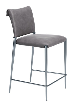 Freesia Faux Leather Counter Stools Set of 2 Stackable Steel Frame Modern Kitchen Seating