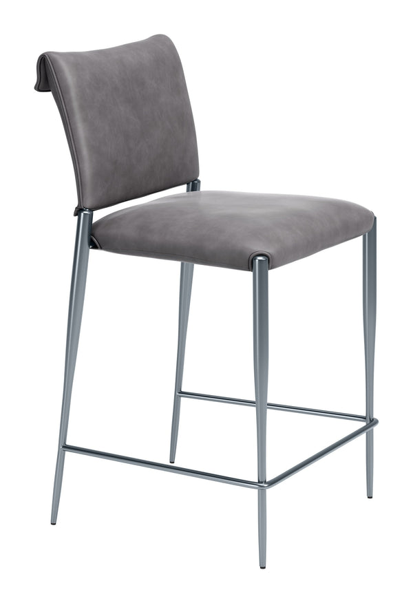 Freesia Faux Leather Counter Stools Set of 2 Stackable Steel Frame Modern Kitchen Seating