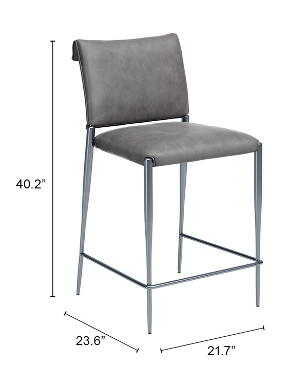 Freesia Faux Leather Counter Stools Set of 2 Stackable Steel Frame Modern Kitchen Seating