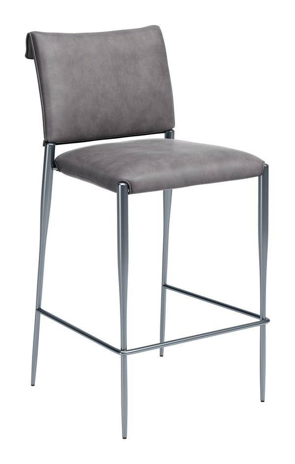 Freesia Set of 2 Faux Leather Barstools with Steel Legs for Kitchen Islands and Bar Areas
