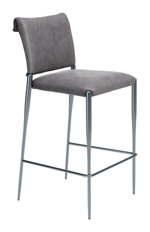 Freesia Set of 2 Faux Leather Barstools with Steel Legs for Kitchen Islands and Bar Areas