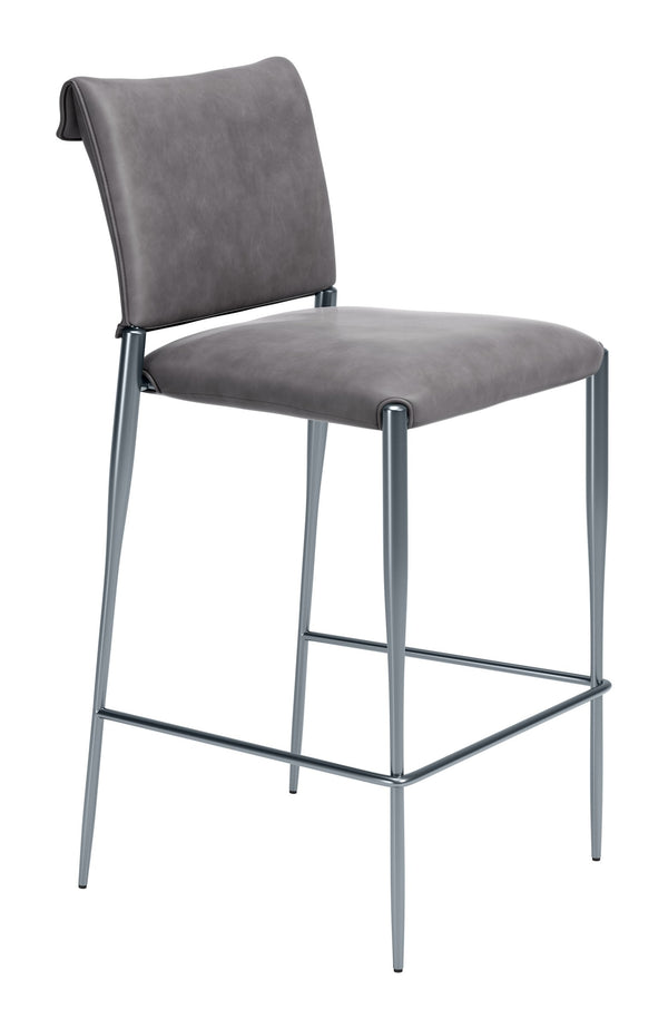 Freesia Set of 2 Faux Leather Barstools with Steel Legs for Kitchen Islands and Bar Areas