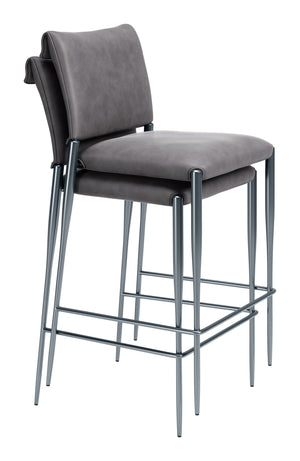 Freesia Set of 2 Faux Leather Barstools with Steel Legs for Kitchen Islands and Bar Areas