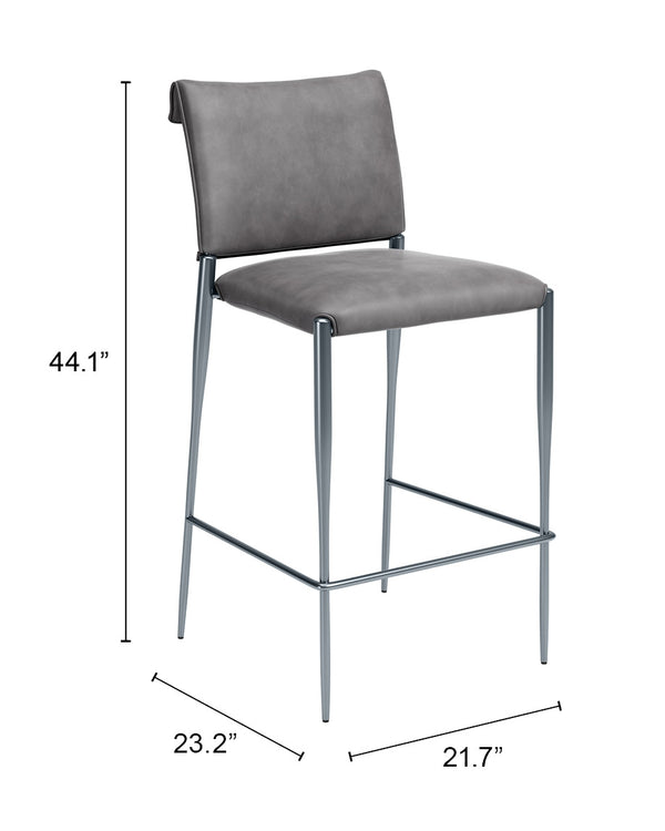 Freesia Set of 2 Faux Leather Barstools with Steel Legs for Kitchen Islands and Bar Areas