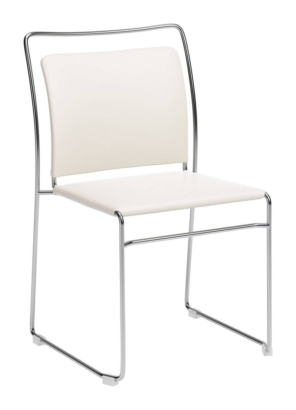 Zuo Modern Verbena Faux Leather Stackable Dining Chairs Set of 2 with Modern Steel Frame Seating Cream 111156