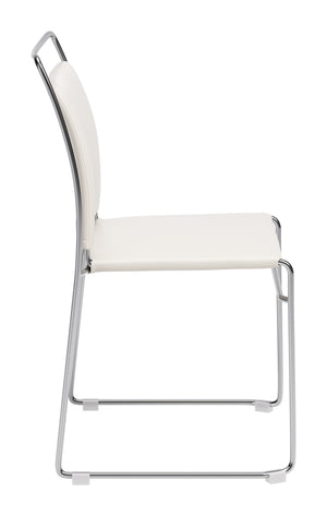 Verbena Faux Leather Stackable Dining Chairs Set of 2 with Modern Steel Frame Seating