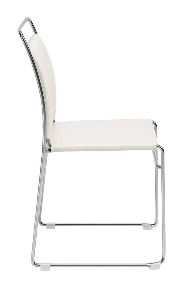 Verbena Faux Leather Stackable Dining Chairs Set of 2 with Modern Steel Frame Seating