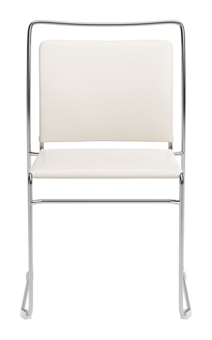 Verbena Faux Leather Stackable Dining Chairs Set of 2 with Modern Steel Frame Seating