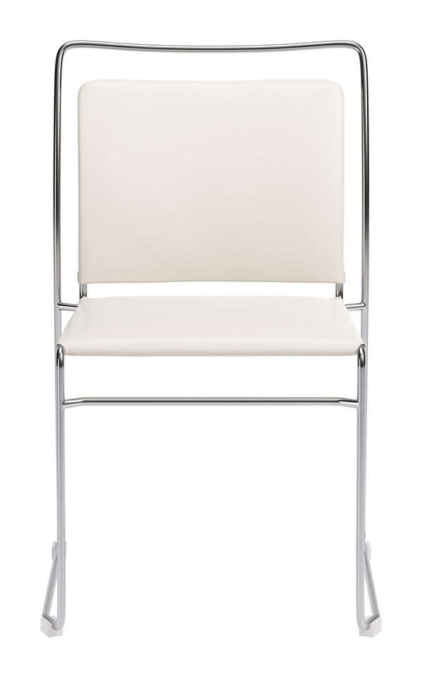 Verbena Faux Leather Stackable Dining Chairs Set of 2 with Modern Steel Frame Seating