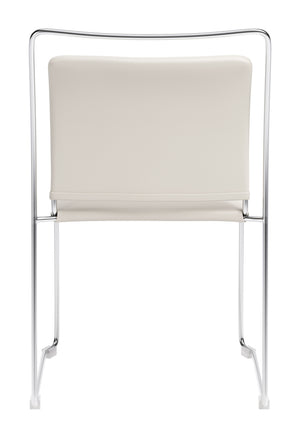 Verbena Faux Leather Stackable Dining Chairs Set of 2 with Modern Steel Frame Seating