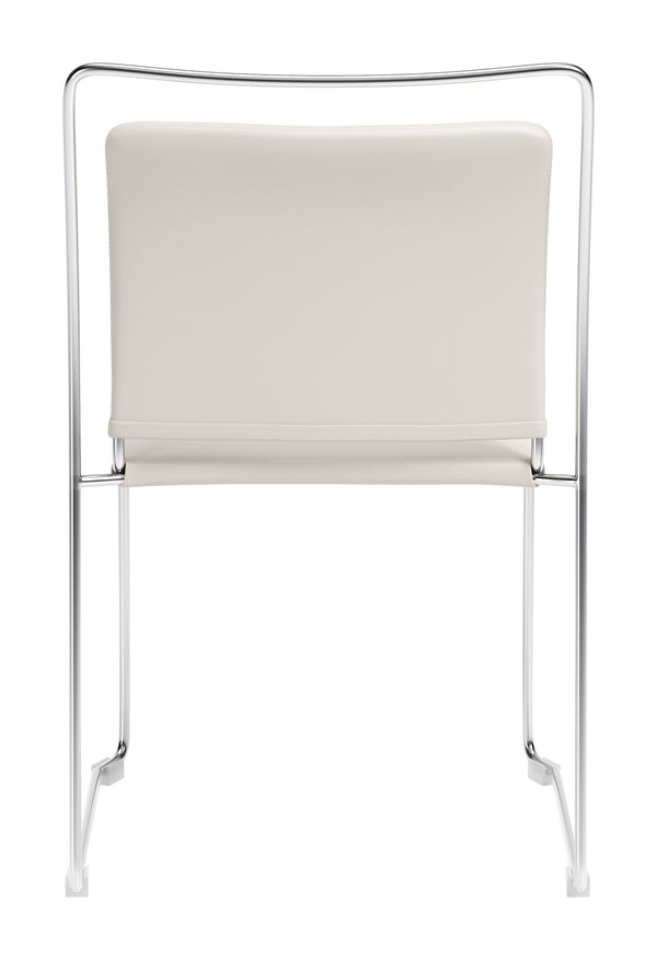 Verbena Faux Leather Stackable Dining Chairs Set of 2 with Modern Steel Frame Seating